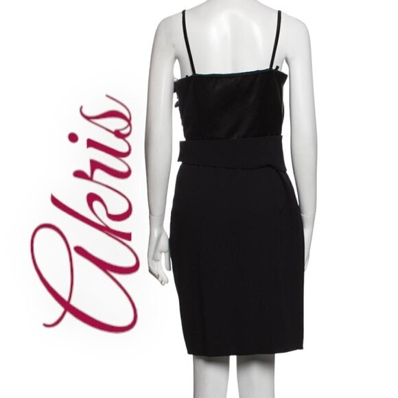 AKRIS ELEGANT BLACK BEADED SHEATH COCKTAIL DRESS BLACK TIE OLD MONEY, Size 8 - Picture 6 of 11